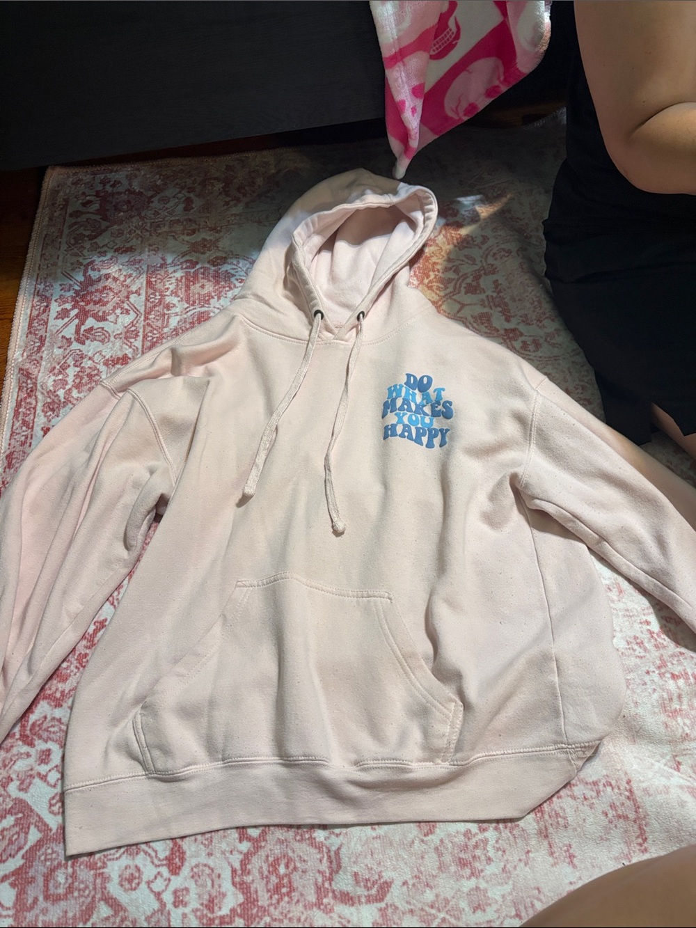 Light Pink Graphic Hoodie "Do What Makes You Happy"